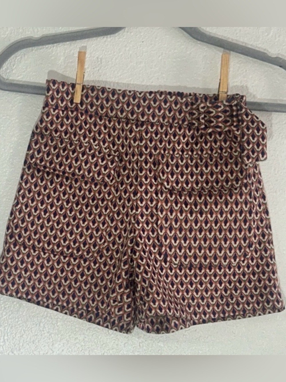 Girls Zara Printed Tie-Waist Shorts - Navy, Cream, Brown